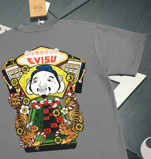 Evisu 2025New Arrival T ⚠ Quality⚠ Same Style T 。 ，Black S-XXL，White S-XXL，Gray M-XXL，Red S-XXL， Red M-XXL